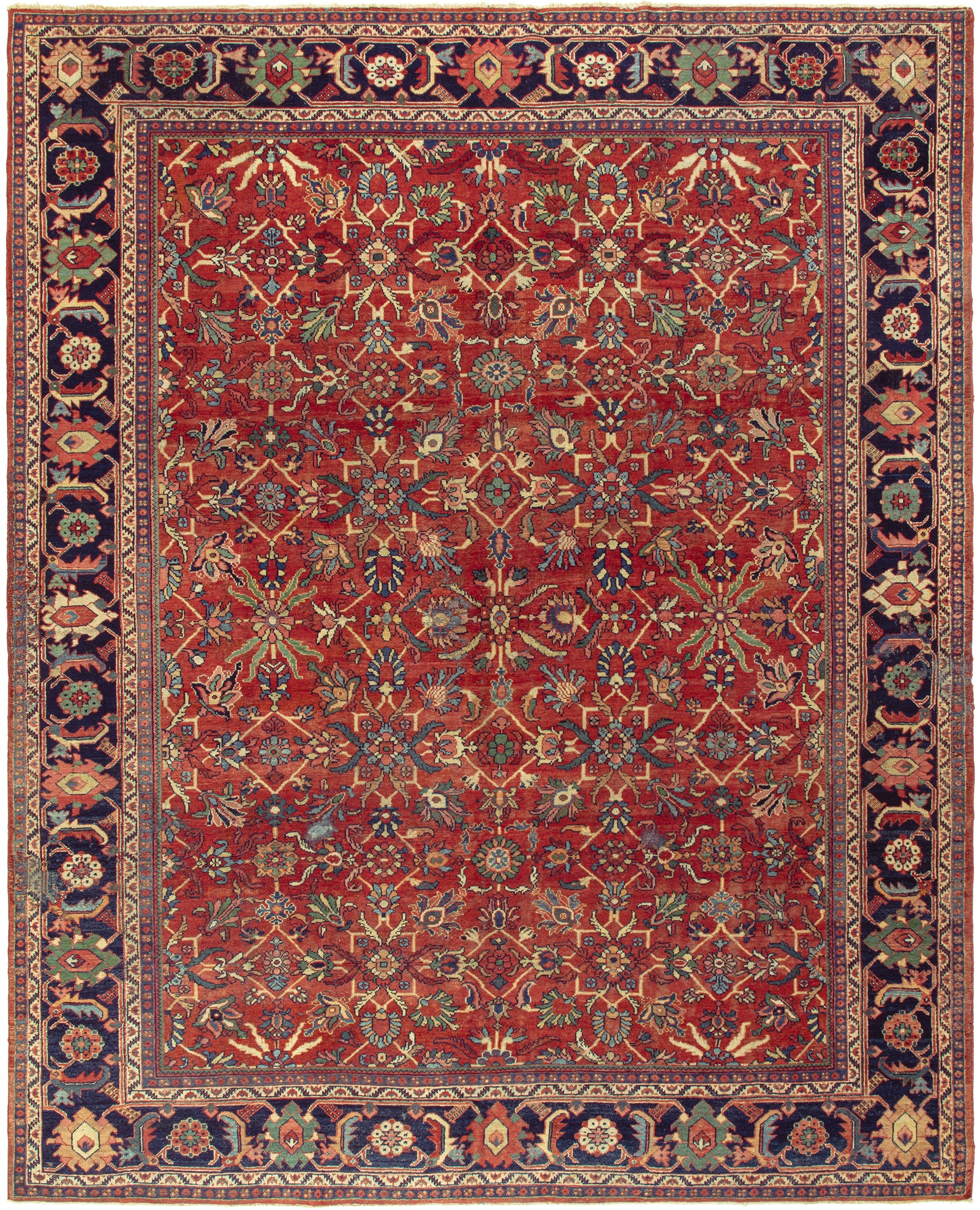 Mahal Red Antique 9'8" x 12' Rug Persia, Circa 1900