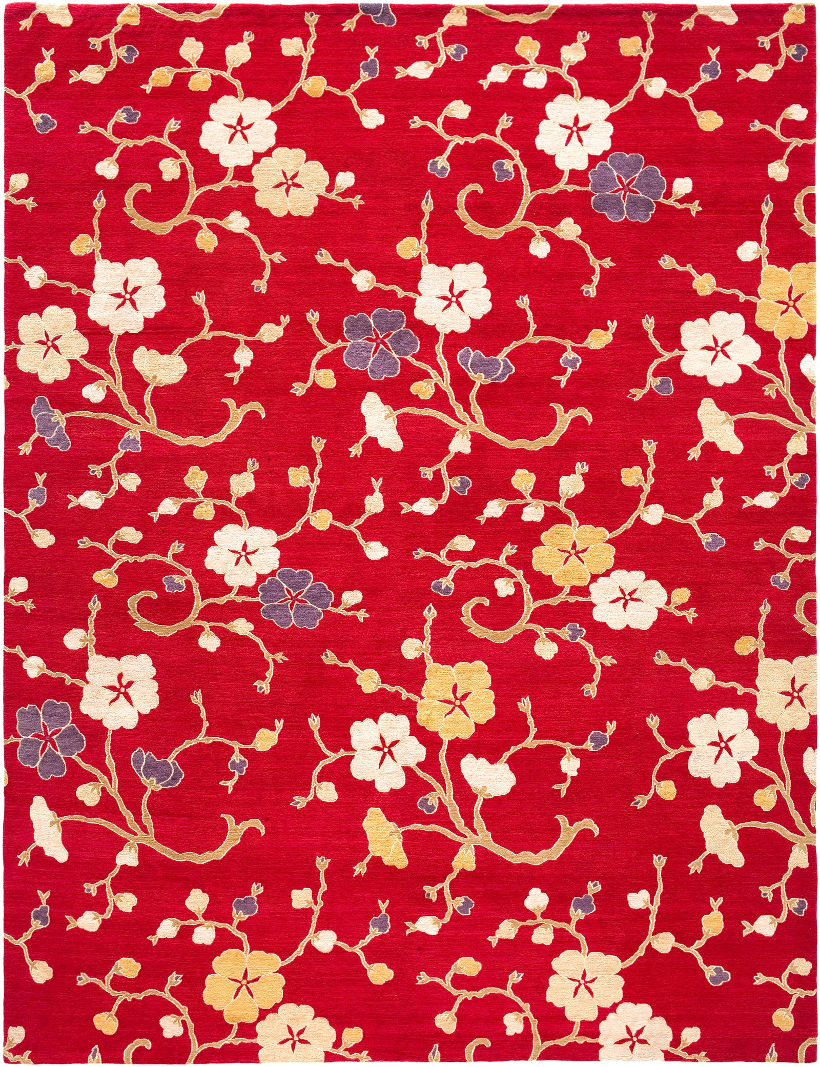 Morning Glory Wool and Silk Rug Hand-knotted in Nepal