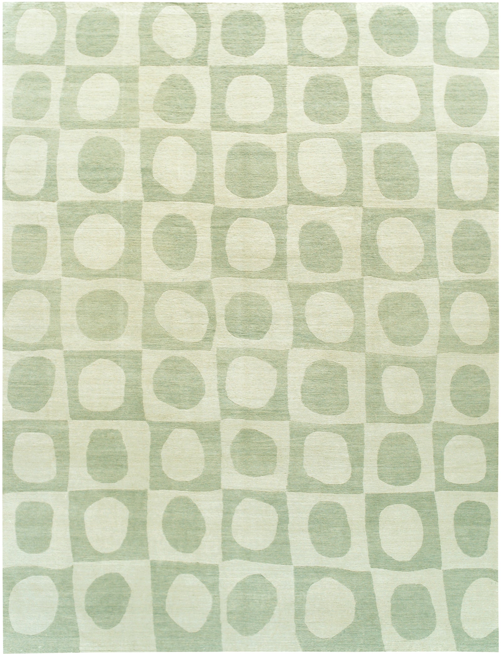 Green Scoops Modern Wool Rug Hand-knotted in Nepal