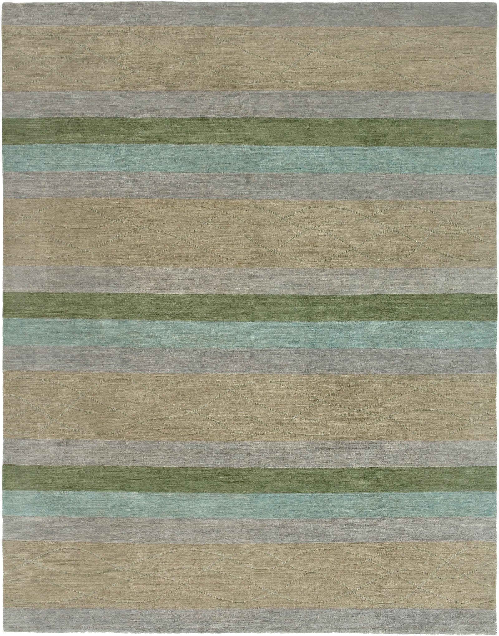 Stream Modern Wool & Silk Rug Hand-knotted in Nepal